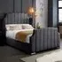 Nelly King Size Bed Frame with Winged Headboard - Grey, Velvet