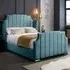 Nelly Super King Size Bed Frame with Winged Headboard - Blue, Velvet