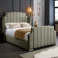Nelly Super King Size Bed Frame with Winged Headboard - Grey, Velvet
