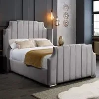 Nelly Super King Size Bed Frame with Winged Headboard - Silver, Velvet