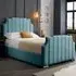 Nelson Double Bed Frame with Headboard - Blue, Velvet