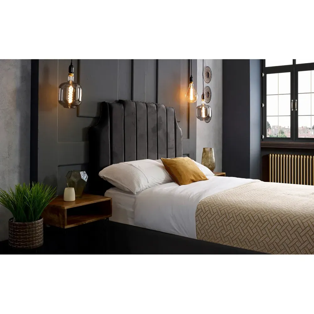 Nelson Super King Size Bed Frame with Headboard - Black, Velvet