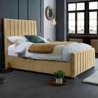 Redding Double Bed Frame with Headboard - Beige, Velvet