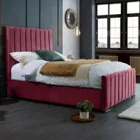 Redding Double Bed Frame with Headboard - Maroon, Velvet
