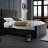 Redding King Size Bed Frame with Headboard - Black, Velvet