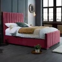 Redding King Size Bed Frame with Headboard - Brown, Velvet