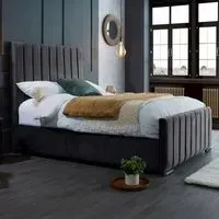 Redding Super King Size Bed Frame with Headboard - Grey, Velvet