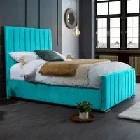 Redding Super King Size Bed Frame with Headboard - Teal, Velvet