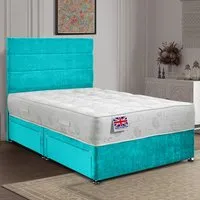Repose Double Divan Bed with Storage - Teal, Velvet