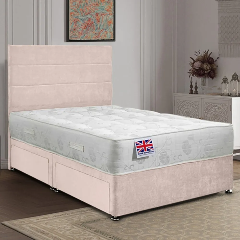 Repose King Size Divan Bed with 2 Drawers - Blush, Velvet