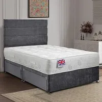 Repose King Size Divan Bed with 2 Drawers - Silver, Velvet