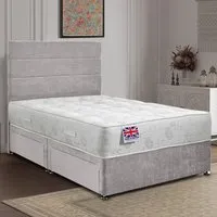 Repose King Size Divan Bed with 2 Drawers - Silver, Velvet