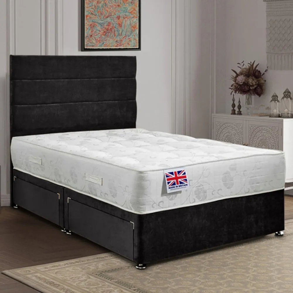Repose Single Divan Bed with Storage - Black, Velvet image