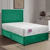 Repose Single Divan Bed with Storage - Emerald, Velvet