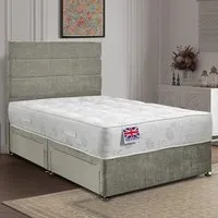 Repose Small Double Divan Bed with Storage - Grey, Velvet