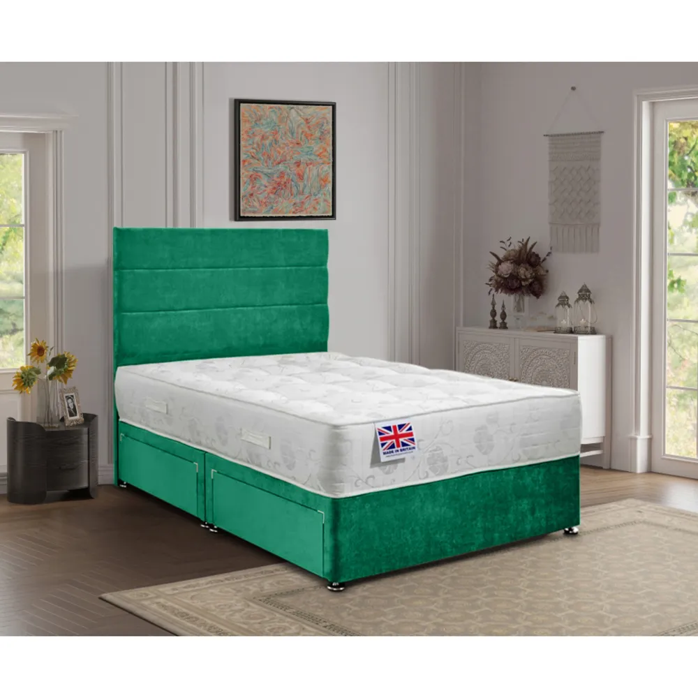 Repose Super King Size Divan Bed with 2 Drawers - Emerald, Velvet