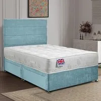 Repose Super King Size Divan Bed with Storage - Duck Egg, Velvet