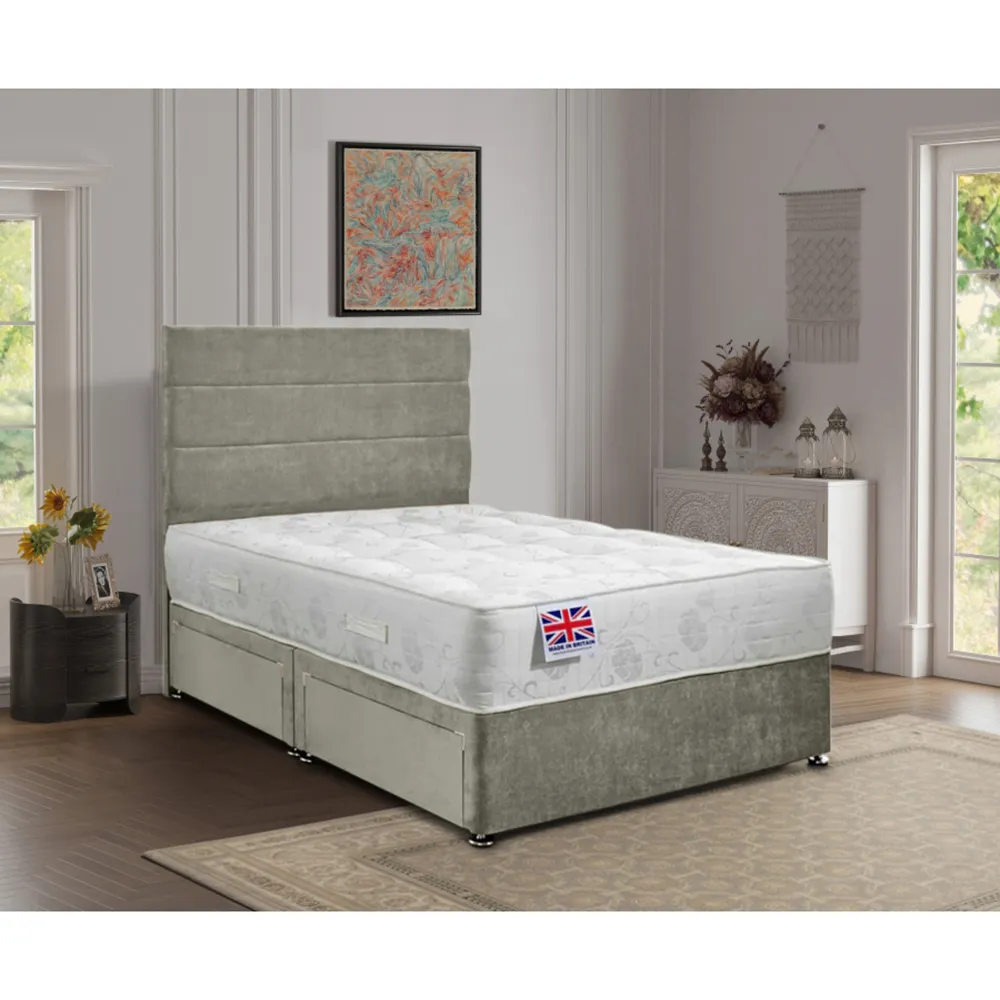 Repose Super King Size Divan Bed with Storage - Grey, Velvet