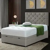 Resthaven Double Ottoman Bed with Storage - Grey, Velvet