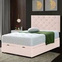 Resthaven King Size Ottoman Bed with Storage - Pink, Velvet