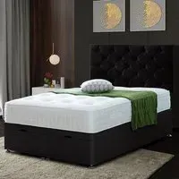 Resthaven Single Ottoman Bed with Storage - Black, Velvet