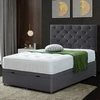 Resthaven Single Ottoman Bed with Storage - Silver, Velvet