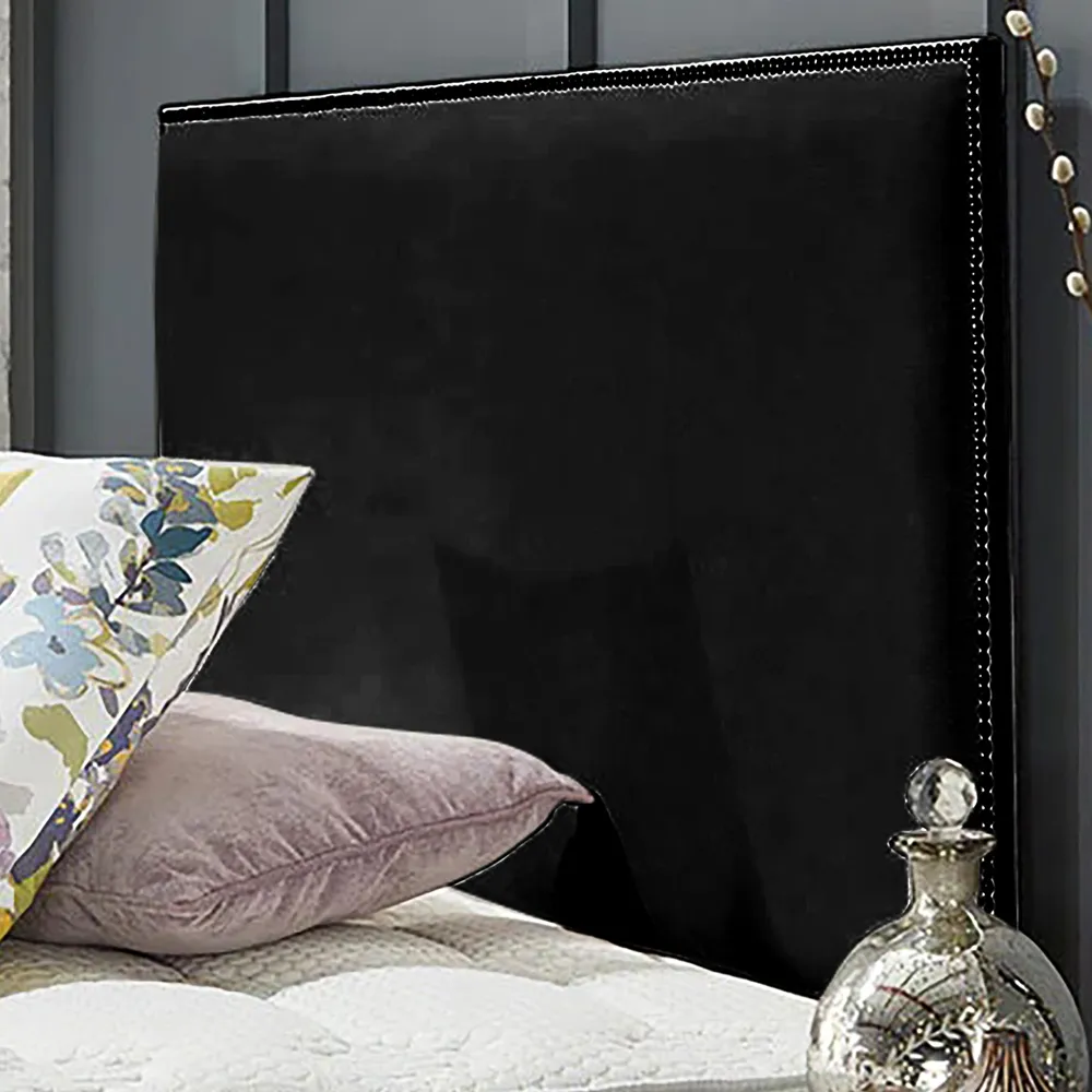 Riely Double Strutted Headboard - Black, Naples Fabric