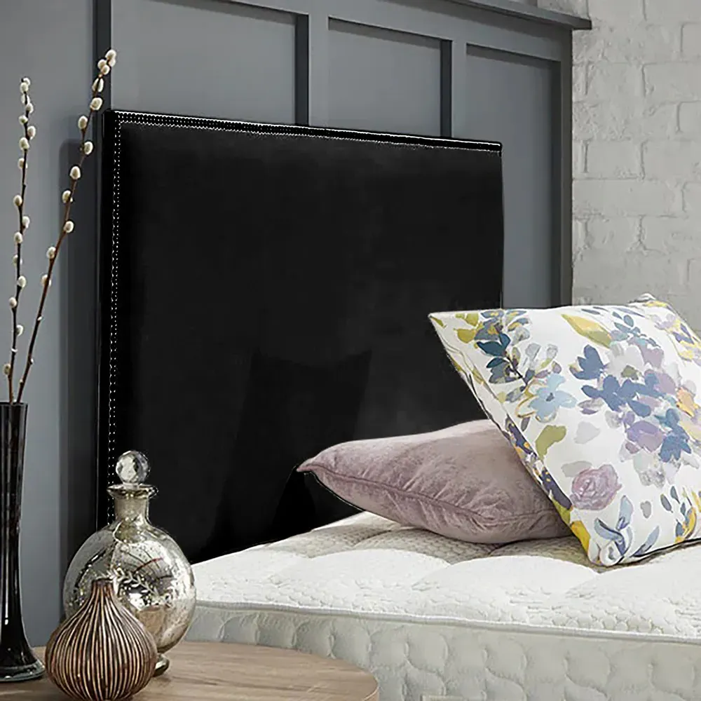 Riely Single Strutted Headboard - Black, Naples Fabric