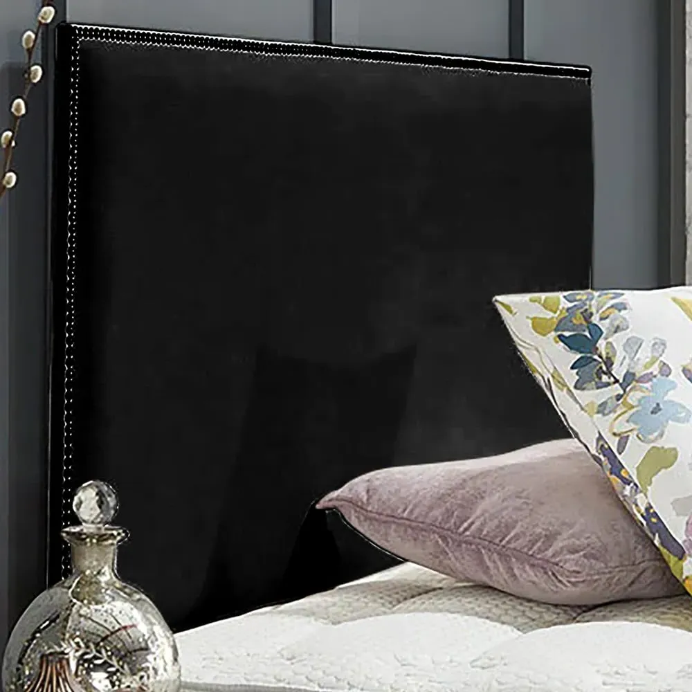 Riely Small Double Strutted Headboard - Black, Naples Fabric