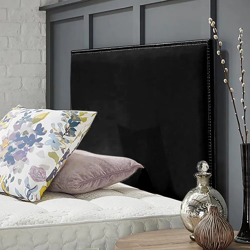 Riely Small Single Strutted Headboard - Black, Naples Fabric