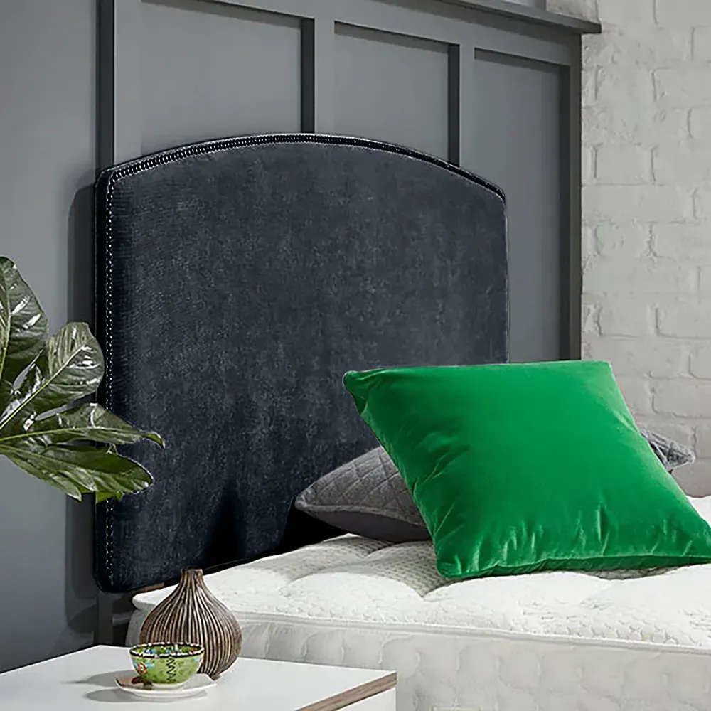 Russo Small Single Strutted Headboard - Charcoal, Naples Fabric
