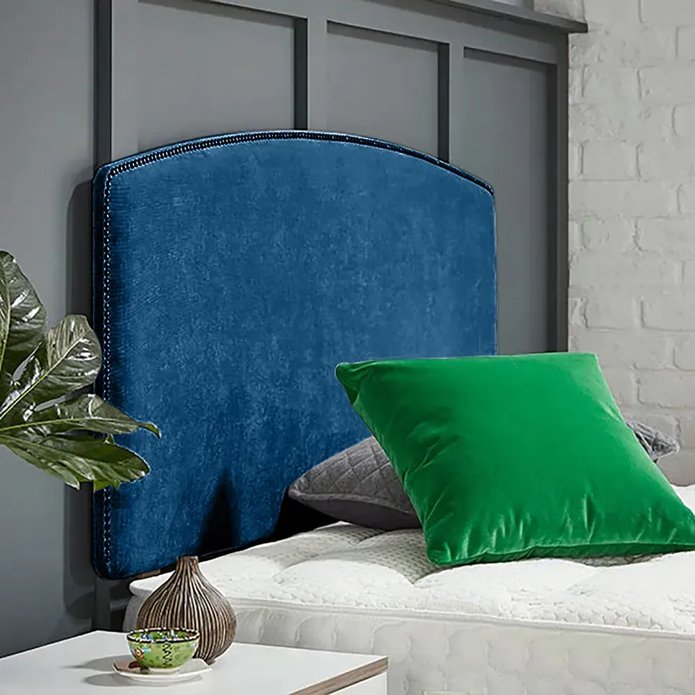 Russo Super King Size Strutted Headboard - Blue, Naples Fabric