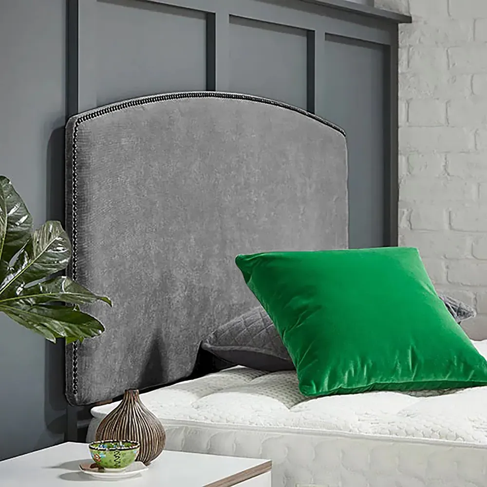 Russo Super King Strutted Headboard - Silver, Naples Fabric