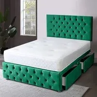 Serenova Double Divan Bed with Storage - Emerald, Velvet