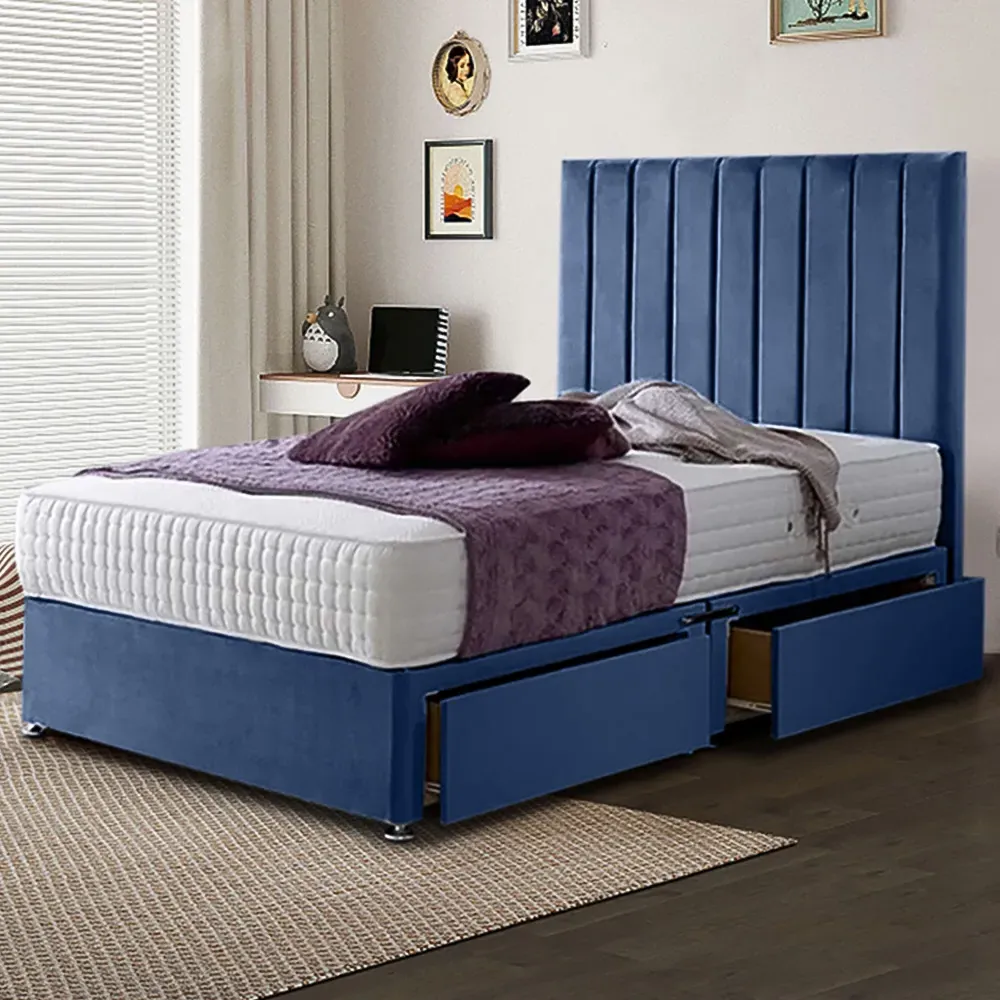 Sleepytime Double Divan Bed with Storage - Sapphire, Velvet