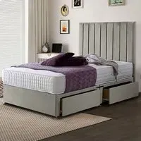Sleepytime King Size Divan Bed with Storage - Grey, Velvet