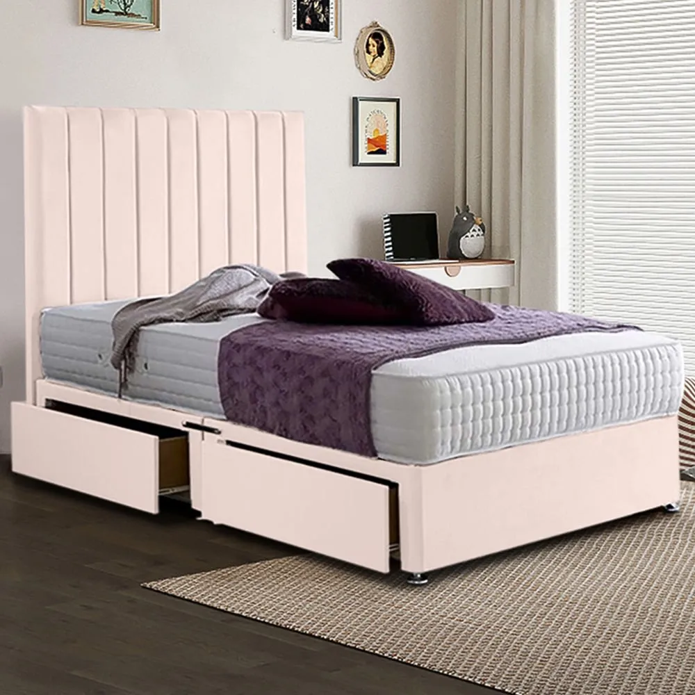 Sleepytime King Size Divan Bed with Storage - Pink, Velvet