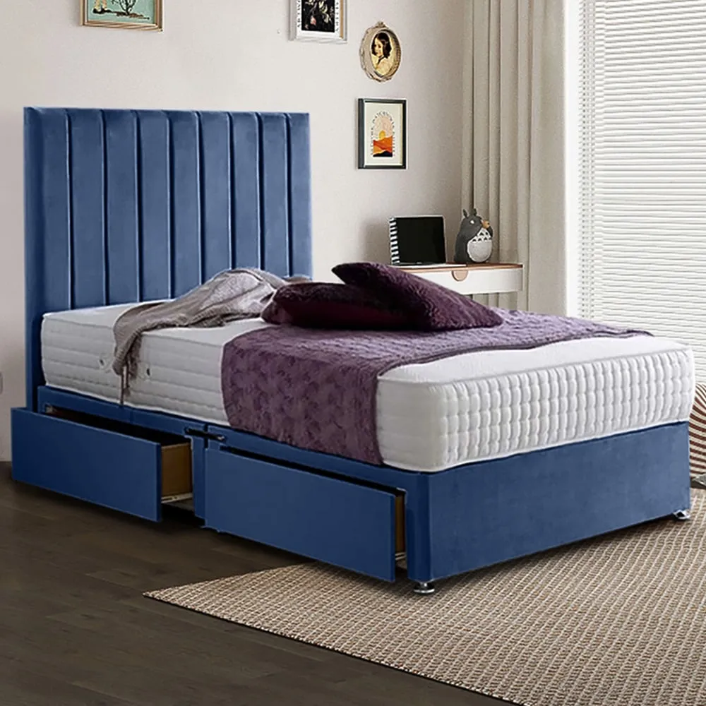 Sleepytime King Size Divan Bed with Storage - Sapphire, Velvet