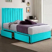 Sleepytime King Size Divan Bed with Storage - Teal, Velvet