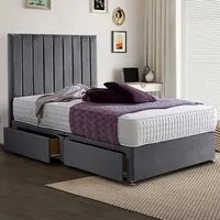 Sleepytime Small Double Divan Bed with Storage - Silver, Velvet