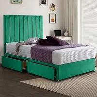 Sleepytime Super King Size Divan Bed with Storage - Green, Velvet