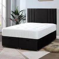 Slumberlyn Double Divan Ottoman Bed with Storage - Black, Velvet
