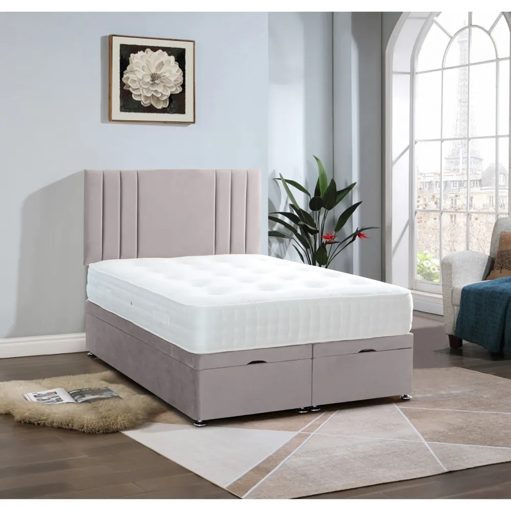 Slumberlyn King Size Divan Ottoman Bed with Storage - Silver