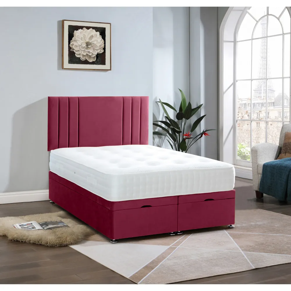 Slumberlyn Single Divan Ottoman Bed with Storage - Brown, Velvet