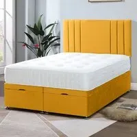 Slumberlyn Single Divan Ottoman Bed with Storage - Mustard, Velvet