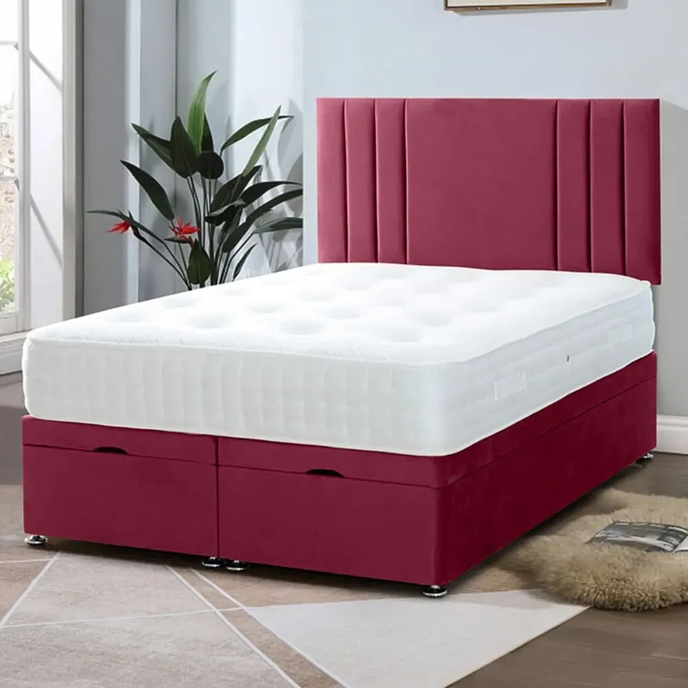 Slumberlyn Small Double Divan Ottoman Bed with Storage - Brown, Velvet