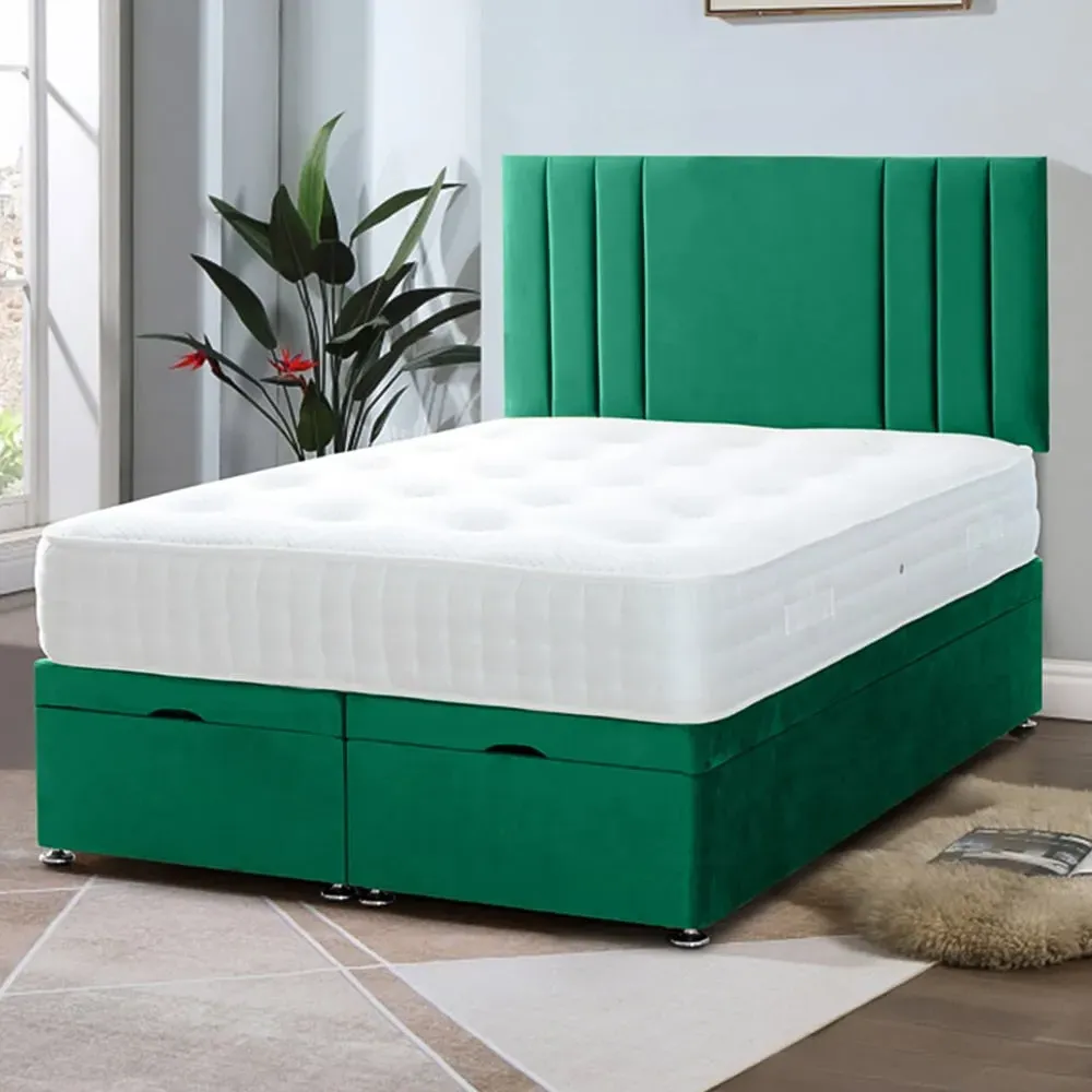 Slumberlyn Small Double Divan Ottoman Bed with Storage - Green image