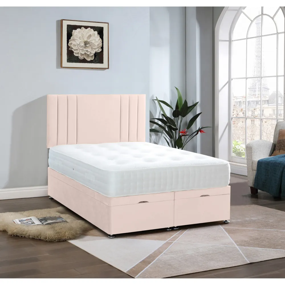 Slumberlyn Small Double Divan Ottoman Bed with Storage - Pink