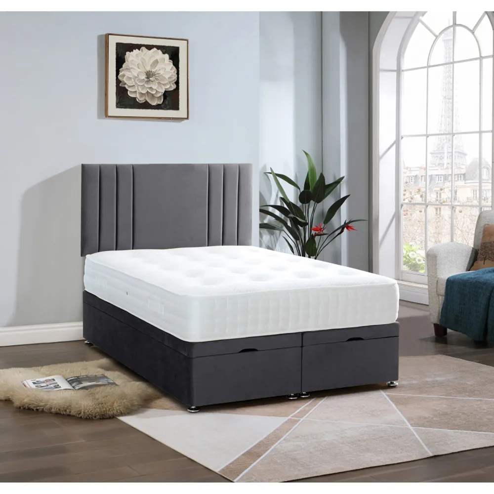 Slumberlyn Small Double Divan Ottoman Bed with Storage - Silver