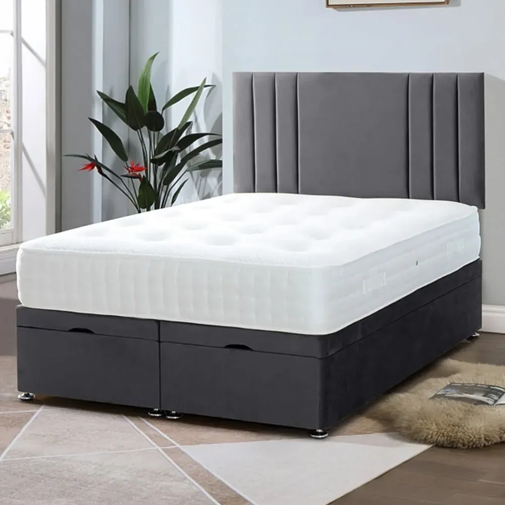 Slumberlyn Small Double Divan Ottoman Bed with Storage - Silver